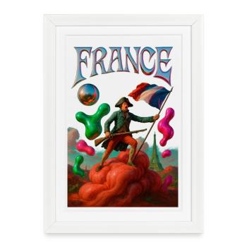 Héros français en révolution onirique - Affiche encadrée (27 × 37 cm) - blanc - Devant