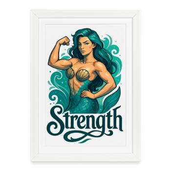 Sirène forte Sirène Sirène Verseau Cadeau - Affiche encadrée (27 × 37 cm) - blanc - Devant