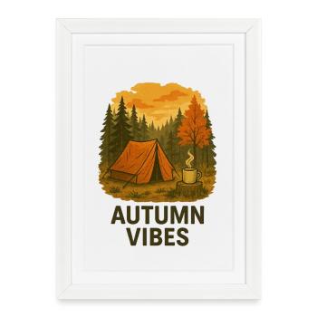 Autumn Vibes Outdoor Camping Design - Framed poster (27 × 37 cm) - white - Front
