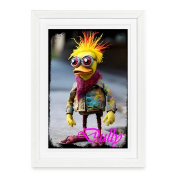 Personnage de poupée coloré avec une sensation de caoutchouc - Affiche encadrée (27 × 37 cm) - blanc - Devant