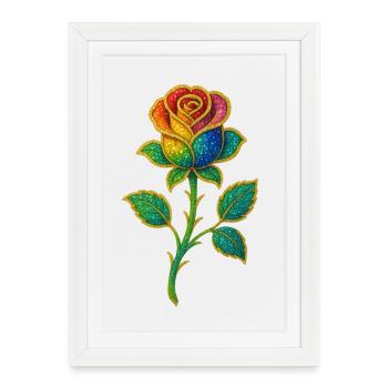Motif rose pailleté arc-en-ciel - Affiche encadrée (27 × 37 cm) - blanc - Devant