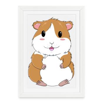 Cobaye adorable en design kawaii - Affiche encadrée (27 × 37 cm) - blanc - Devant