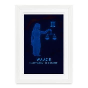 Signe du zodiaque Balance avec symbole de la Justice - Affiche encadrée (27 × 37 cm) - blanc - Devant