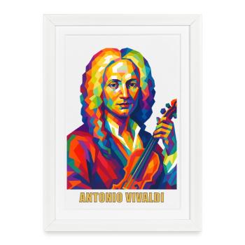 Portrait de Vivaldi dans une variété de couleurs - Affiche encadrée (27 × 37 cm) - blanc - Devant