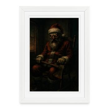 Dunkler Weihnachtsmann mit Axt - Gerahmtes Poster (27 × 37 cm) - Weiß - Vorne