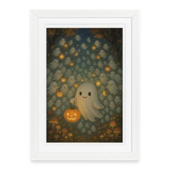 Fantômes et fantômes d’Halloween - Affiche encadrée (27 × 37 cm) - blanc - Devant