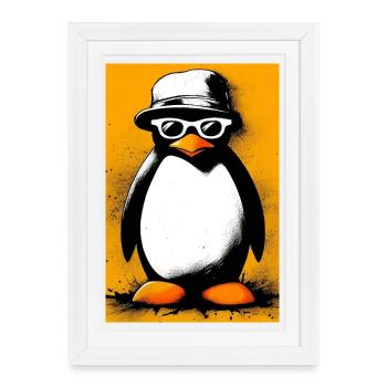 pingouin - Affiche encadrée (27 × 37 cm) - blanc - Devant