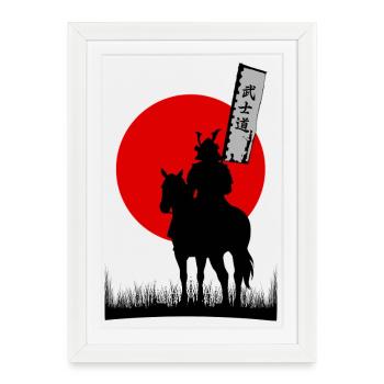 BUSHIDO, CODE DU GUERRIER SAMOURAÏ | 8K PROPRE SILHOUTTE - Affiche encadrée (27 × 37 cm) - blanc - Devant