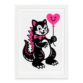 Monster Cat Pink - Framed poster (27 × 37 cm) - white - Front