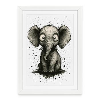 Funny elephant with big ears – comic strip splash - Framed poster (27 × 37 cm) - white - Front