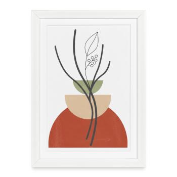 Vase Plante Géométrique - Affiche encadrée (27 × 37 cm) - blanc - Devant
