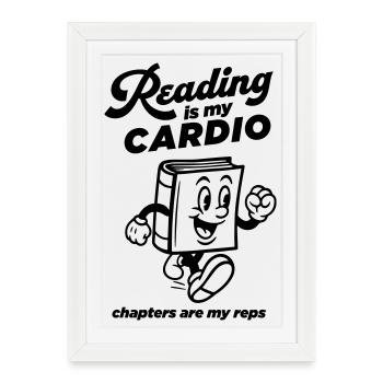La lecture est mon cardio - Affiche encadrée (27 × 37 cm) - blanc - Devant