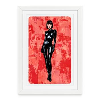 T-shirt Latex Noir BDSM style pin-up design - Affiche encadrée (27 × 37 cm) - blanc - Devant