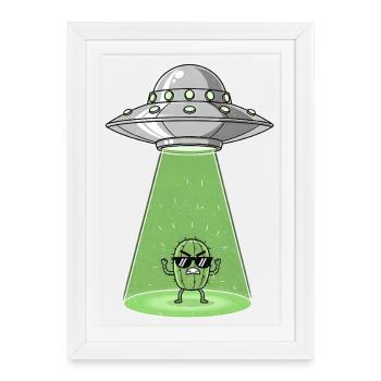 Cactus Alien dans UFO Light - Affiche encadrée (27 × 37 cm) - blanc - Devant