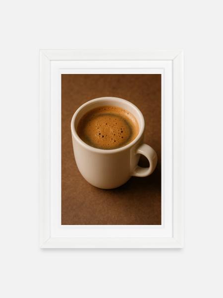 Eine Tasse Kaffee - Gerahmtes Poster (27 × 37 cm) - Weiß