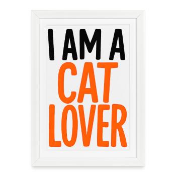 Amoureux des chats Néon - Affiche encadrée (27 × 37 cm) - blanc - Devant