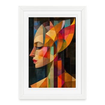 Illustration of an abstract portrait of a woman - Affiche encadrée (27 × 37 cm) - blanc - Devant