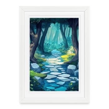 Illustration of a Forest Landscape - Affiche encadrée (27 × 37 cm) - blanc - Devant