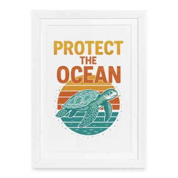 Protégez la tortue marine - Affiche encadrée (27 × 37 cm) - blanc - Devant