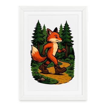 Wandering fox in the forest - Framed poster (27 × 37 cm) - white - Front