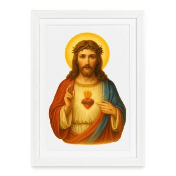 Impression de l'icône du cœur de Jésus - Affiche encadrée (27 × 37 cm) - blanc - Devant