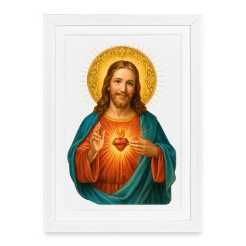 Sacred Heart of Jesus Illustration - Framed poster (27 × 37 cm) - white - Front