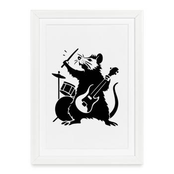 Rat dans un groupe - Affiche encadrée (27 × 37 cm) - blanc - Devant