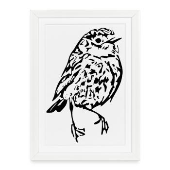 T-shirt oiseau idée cadeau Noël - Affiche encadrée (27 × 37 cm) - blanc - Devant