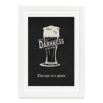 Hello Darkness – Thérapie dans un verre - Affiche encadrée (27 × 37 cm) - blanc - Devant
