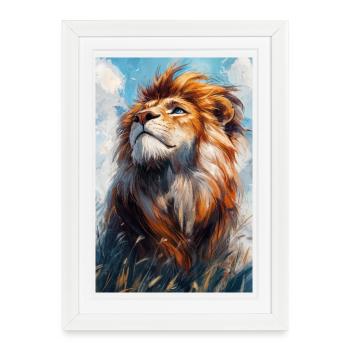 Illustration of a lion - Framed poster (27 × 37 cm) - white - Front