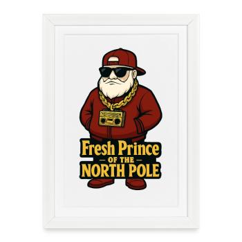 FRESH PRINCE OF THE NORTH POLE: Hip-Hop Santa - Framed poster (27 × 37 cm) - white - Front