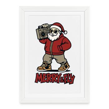 Santa Claus Streetwear Boombox Hip-Hop - Framed poster (27 × 37 cm) - white - Front