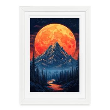 Illustration of a Mountain Landscape  - Affiche encadrée (27 × 37 cm) - blanc - Devant
