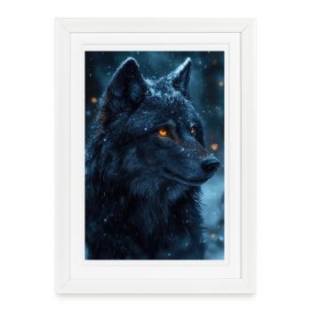 Illustration of a wolf - Framed poster (27 × 37 cm) - white - Front
