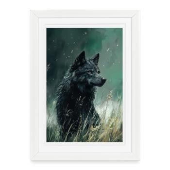 Illustration of a wolf - Framed poster (27 × 37 cm) - white - Front