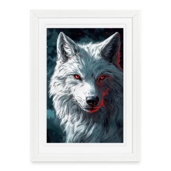 Illustration of a wolf - Framed poster (27 × 37 cm) - white - Front