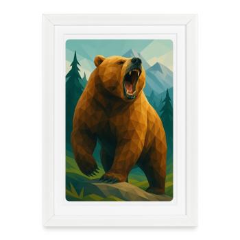 Polynature Grizzli - Affiche encadrée (27 × 37 cm) - blanc - Devant