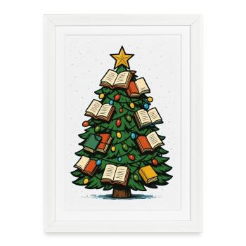 Livre Arbre de Noël Décoration Arbre de Noël - Affiche encadrée (27 × 37 cm) - blanc - Devant