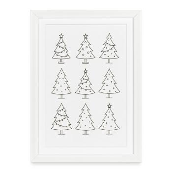 Motif de Noël Arbre de Noël Arbre de Noël - Affiche encadrée (27 × 37 cm) - blanc - Devant