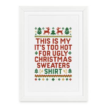 Chemise pull de Noël moche - Affiche encadrée (27 × 37 cm) - blanc - Devant