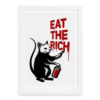Protest chat graffiti imprimer - Affiche encadrée (27 × 37 cm) - blanc - Devant