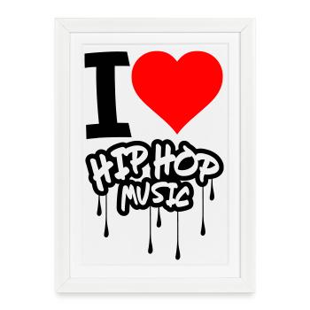 J’adore la musique hip hop - Affiche encadrée (27 × 37 cm) - blanc - Devant