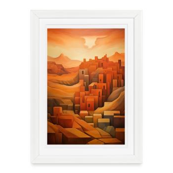 Illustration of a desert landscape - Framed poster (27 × 37 cm) - white - Front