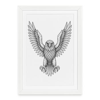 Geometric Owl with Wings - Framed poster (27 × 37 cm) - white - Front