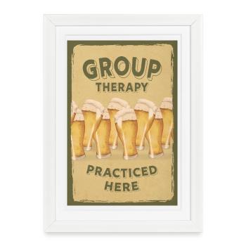 Thérapie de groupe – Affiche de bière drôle - Affiche encadrée (27 × 37 cm) - blanc - Devant