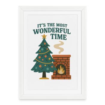 Cheminée de Noël - Affiche encadrée (27 × 37 cm) - blanc - Devant