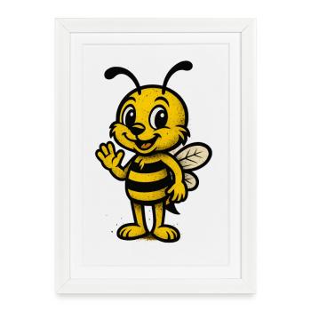 Motif pour enfants : Dessin animé d’abeille mignonne - Affiche encadrée (27 × 37 cm) - blanc - Devant