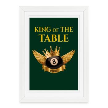 Roi du billard – Le design Royal 8 Ball - Affiche encadrée (27 × 37 cm) - blanc - Devant