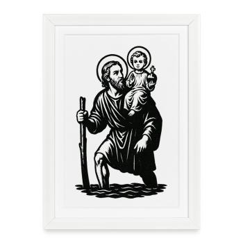 St Joseph with Child Jesus | Christophorus - Framed poster (27 × 37 cm) - white - Front