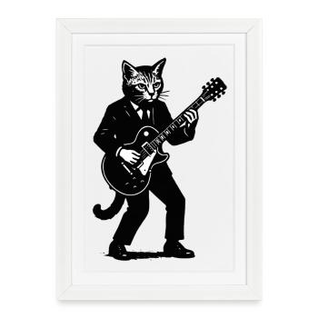 Jupe chat dans un tailleur - Affiche encadrée (27 × 37 cm) - blanc - Devant